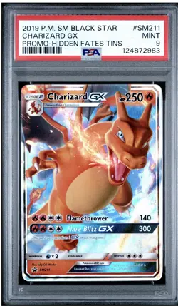 2019 Pokemon Black Star Promo #SM211 Charizard Gx Hidden Fates Tins PSA 9 MINT - Image 1