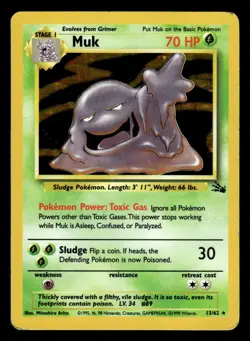 Muk 13/62 Holo Rare Fossil Set Pokemon Card - 2 - Image 1