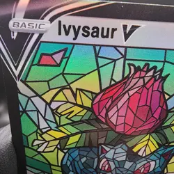 Pokemon Ivysaur V Stain Glass CHolo With Texture Read Description - Image 2