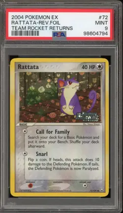 Pokemon Rattata EX Team Rocket Returns Reverse Holo #72 PSA 9 Mint - Image 1