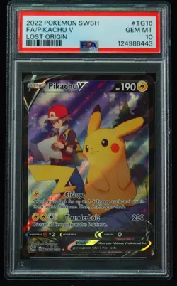 Pikachu V TG16 PSA 10 Lost Origin Pokemon Card - Image 1