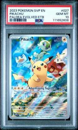 2023 POKEMON SVP EN-SV BLACK STAR PROMO #027 PIKACHU PSA 10 - Image 1
