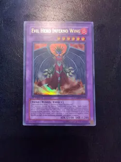 Yu-Gi-Oh! ULTRA RARE CARD EVIL HERO INFERNO WING GLAS-EN038 1ST LP - Image 1