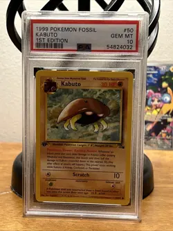 Kabuto Fossil 1st Edition PSA 10 Gem Mint Pokemon Card #50 1999 - Image 1