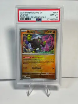 POKEMON PRISMATIC EVOLUTIONS OKIDOG POKE BALL REVERSE HOLO - PSA 10 GEM MINT - Image 1