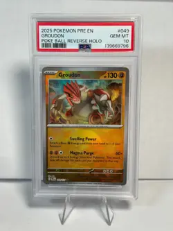 POKEMON PRISMATIC EVOLUTIONS GROUDON POKE BALL REVERSE HOLO 049/131 - PSA 10 - Image 1