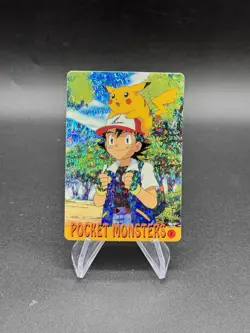Ash Pikachu Holo Pokemon Vintage Pocket Monster Vending Prism Sticker 1 - Image 1