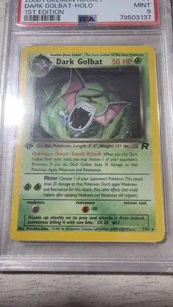 2000 Pokemon Team Rocket Dark Golbat 1st Edition Holo Rare #7 PSA 9 Mint - Image 5