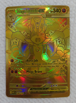 Pokemon Mega Lucario EX Gold Holo Hyper Rare Card 188/132 MINT Fresh Pull - Image 1