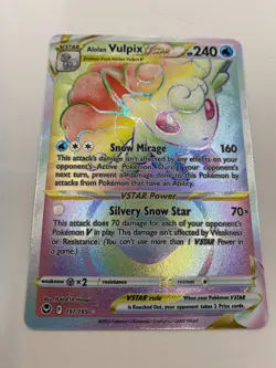 Pokemon Card Alolan Vulpix VSTAR Rainbow 197/195 Silver Tempest - Full Art - Image 1