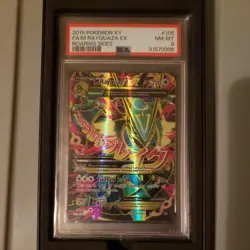 2015 Pokemon XY Roaring Skies M Rayquaza Ex #105 Full Art PSA 8 - Image 1