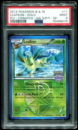 PSA 9 Leafeon Staff Holo Black & White Plasma Freeze Championships Pokemon #11 - Image 1