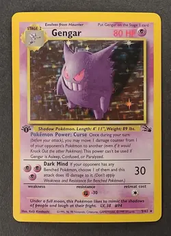 Gengar 1st Edition Holo Fossil 5/62 Pokemon Rare 1999 WOTC - Image 1
