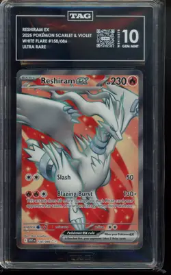 TAG 10 - 2025 Reshiram ex 158/086 Sv: White Flare Holo Pokemon - Image 1