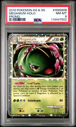 2010 POKEMON HEARTGOLD MEGANIUM PRIME #HGSS08 ULTRA RARE PSA 8 NM #114447502 - Image 1