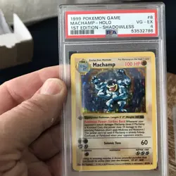 1999 POKEMON BASE SET 1ST EDITION-SHADOWLESS #8 MACHAMP-HOLO PSA 4 - Image 1