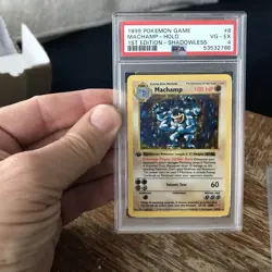 1999 POKEMON BASE SET 1ST EDITION-SHADOWLESS #8 MACHAMP-HOLO PSA 4 - Image 3