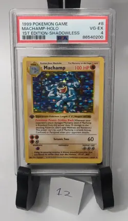 1999 Machamp 1st Edition Shadowless Holo Base Set Pokemon #8 PSA 4 - Image 1