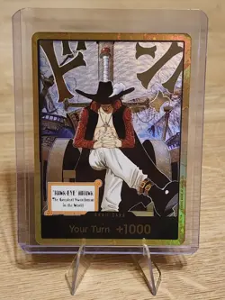 DON!! Card Dracule Mihawk Gold One Piece OP14 The Azure Sea's Seven NM unplayed - Image 1