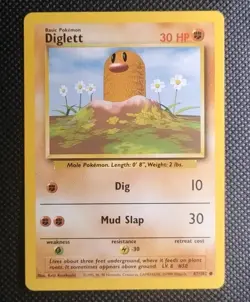 Diglett Base Set 47/102 Pokemon Card 1999 WOTC - NM Near Mint - Image 1