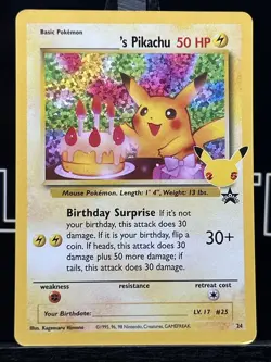 Happy Birthday Pikachu Holo 24 Celebrations Birthday Pokemon Card NM - Image 3