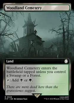 1 x Woodland Cemetery - Extended Art - Universes Beyond: Fallout - NM-Mint - MTG - Image 1