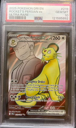2025 POKEMON DRI EN-DESTINED RIVALS ULTRA RARE TEAM ROCKET'S PERSIAN EX PSA 10 - Image 1