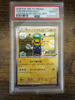 Pokemon Luigi Pikachu Special Bx. Japanese Holo Promo 295/XY-P PSA 10 Gem Mint - Image 1