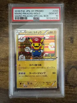 Pokemon Mario Pikachu Special Bx. Japanese Holo Promo 293/XY-P PSA 10 Gem Mint - Image 1