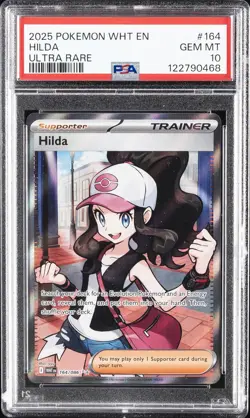 2025 POKEMON WHT EN-WHITE FLARE ULTRA RARE #164 HILDA PSA 10 - Image 1
