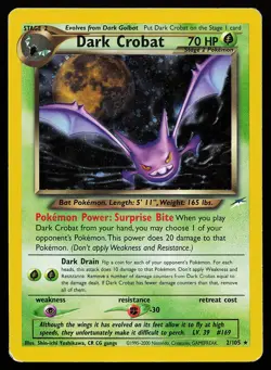 Dark Crobat 2/105 Holo Rare Neo Destiny Pokemon Card - Image 1