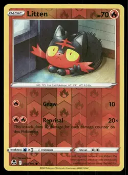 Litten 2022 Silver Tempest Reverse Holo Pokemon Card 030/195 (NM) - Image 1