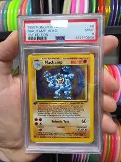 1999 Pokemon Machamp Holo 1st Edition Card #8 PSA 9 Mint Tcg Card Base - Image 2