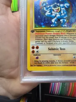 1999 Pokemon Machamp Holo 1st Edition Card #8 PSA 9 Mint Tcg Card Base - Image 3