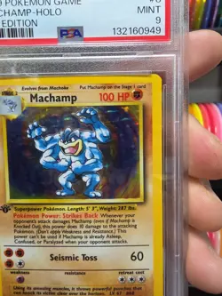 1999 Pokemon Machamp Holo 1st Edition Card #8 PSA 9 Mint Tcg Card Base - Image 5