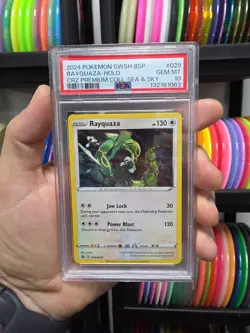 Rayquaza SWSH029 PSA 10 Gem Mint Black Star Promo Sea Sky Holo Pokemon Tcg Card - Image 1