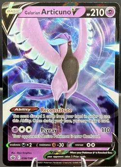 Pokemon Galarian Articuno V 058/198 Chilling Reign Full Art Ultra Rare Holo - Image 1