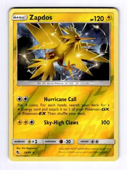 Zapdos Hidden Fates #24 (2019) Reverse Holo NM Pokemon - Image 1