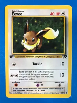 1st Edition Eevee 55/82 - Pokemon TCG Team Rocket - Near Mint Vintage - Image 1