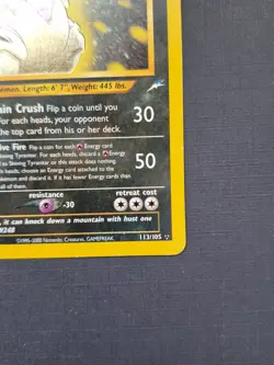 Shining Tyranitar - 113/105 - Pokemon Neo Destiny Unlimited Holo Rare Card MP - Image 3