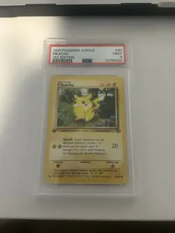 Pikachu 60/64 1st Edition Jungle PSA 9 Graded MINT Pokemon Card - Image 1