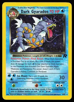 Dark Gyarados (Prerelease) 8/82 Holo Team Rocket Promo Pokemon Card - Image 1