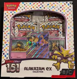 Pokemon TCG Scarlet and Violet - 151 Alakazam ex Collection Box - 4 Packs 820650855269 - Image 1
