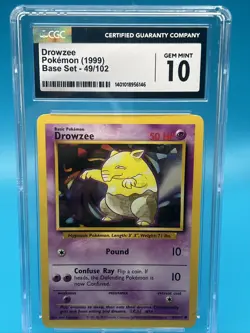 Vintage Pokemon TCG Drowzee Base Set 49/102 Regular Unlimited CGC 💎 Mint 10!! - Image 1