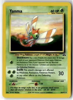 Yanma ⭐ 36/75 Rare Neo Discovery 2001 Pokemon LP - Image 1