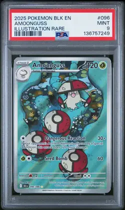 PSA 9 Pokemon TCG 2025 Pokemon Blk En-Black Bolt #096 Amoonguss MINT - Image 1