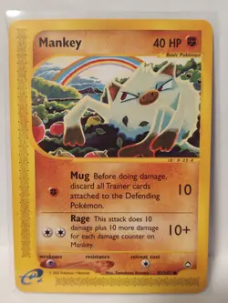 Pokemon Common Mankey 92/147 Aquapolis Non Holo - Moderately Played (MP) - Image 1