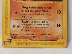 Pokemon Common Mankey 92/147 Aquapolis Non Holo - Moderately Played (MP) - Image 4