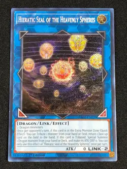 YUGIOH HIERATIC SEAL OF THE HEAVENLY SPHERES RA02-EN039 1ST SECRET NM - Image 1