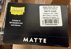 Dragon Shield Matte Clear 10 PACK DISPLAY BOX Standard Size Sleeves 100ct - Image 1